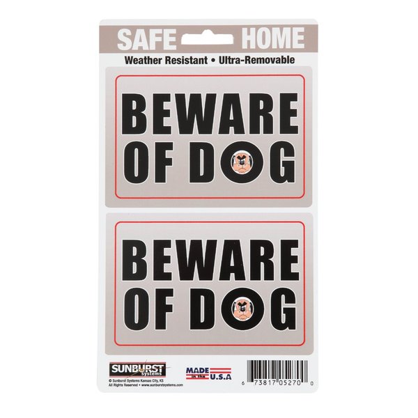 Sunburst Systems Decal Beware of Dog 5 in x 8.5 in 5270